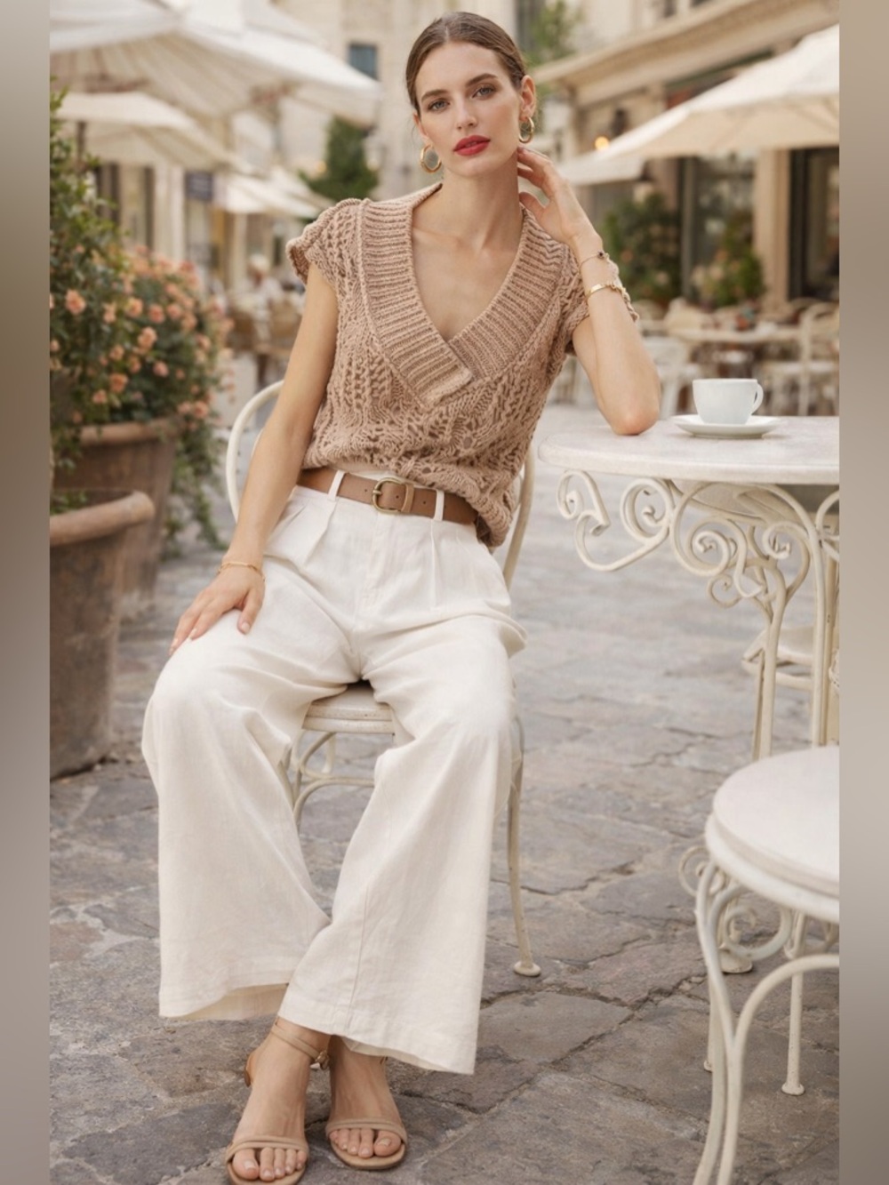Free People Hand-Knit Crochet Sweater Vest – Boho Luxe Statement (Size M)